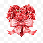 心形玫瑰，带丝带，隔离情人节爱情的象征