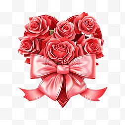 爱的象征图片_心形玫瑰，带丝带，隔离情人节爱