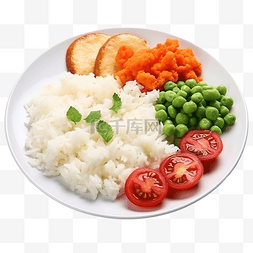 米饭香饭图片_早餐，盘子里有米饭