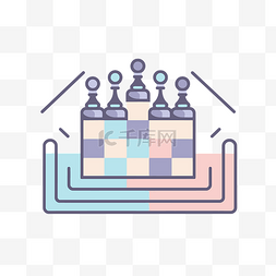 现代棋盘上的国际象棋游戏图标设