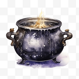 沸腾的火图片_万圣节用沸腾魔法药水水彩插图的