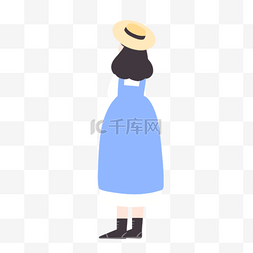 卡通布布图片_穿蓝色连衣裙的女人