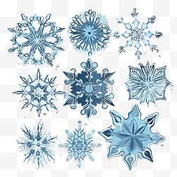 雪花剪贴画图片_冷冻雪花剪贴画 雪花矢量集插图 4