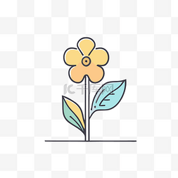 矢量像素画图片_黄色的花，绿色的叶子画在白色 