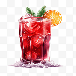 加冰柠檬果汁图片_一杯红色潘趣酒或红色鸡尾酒，雪