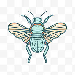 蝉图标图片_蓝色蜜蜂的简单插图 向量