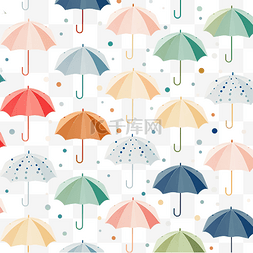 无缝背景与柔和的彩色雨伞