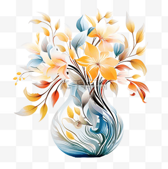 ai生成花卉装饰玻璃花瓶室内装饰免费插画