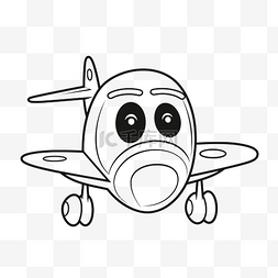 卡通喷气式飞机图片_卡通飞机着色页与眼睛和眼睛轮廓