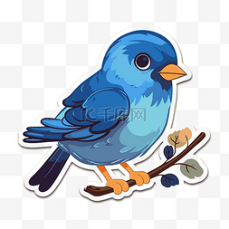 卡通蓝鸟图片_白色背景剪贴画上可爱的蓝鸟贴纸