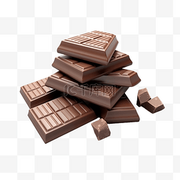 美食巧克力背景图片_美味巧克力片和巧克力棒的 3D 插