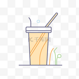 茶平面设计图片_稻草和稻草平面设计冰茶的线条图