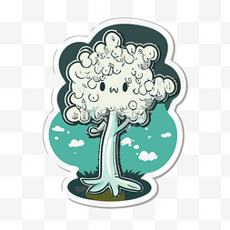 看起来像云上的树剪贴画的贴纸 