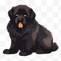 芬芬图片_纽芬兰狗剪贴画黑色纽芬兰狗坐着