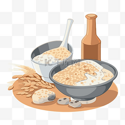 卡通大米图片_燕麦片剪贴画谷物和大米成分卡通