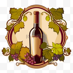 葡萄酒边框图片_背景与葡萄和葡萄酒标签设计剪贴