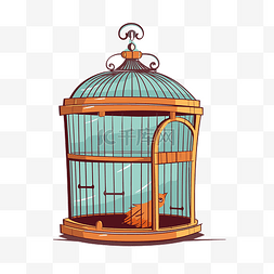 寵物用品图片_鸟笼的笼子剪贴画卡通插图 向量
