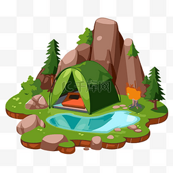 露营地剪贴画卡通形象的露营景观