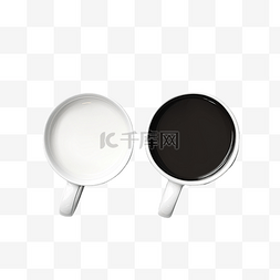 咖啡杯和勺子图片_白色和黑色咖啡杯