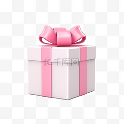 3色蝴蝶结图片_逼真的 3D 礼物粉色盒子和白色蝴