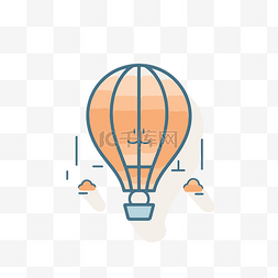 具有平面设计设计的橙色热气球 