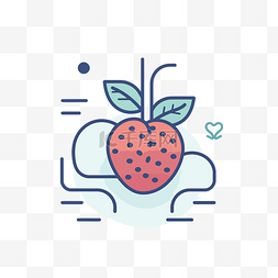高清草莓png图片_草莓标志和它的叶子 向量