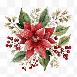 自然五彩抽象图片_圣诞装饰用的叶子和花朵图案