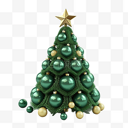 圣诞树与圣诞饰品和星星