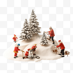 圣诞老人与雪橇图片_微型人