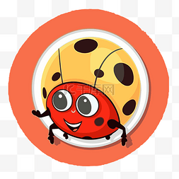 橙色背景下漫画中的瓢虫人物插图
