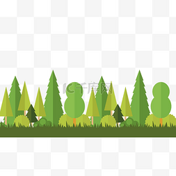 绿色森林大树图片_森林剪贴画卡通风格