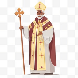 主教剪贴画 拿着权杖的非洲主教