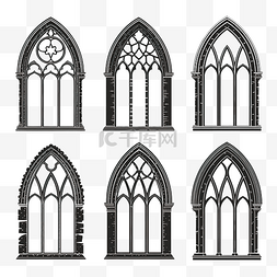 建造轮廓图片_哥特式教堂窗框拱门点画形状轮廓