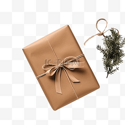 包裹礼物包图片_用牛皮纸包裹的圣诞礼物，上面有