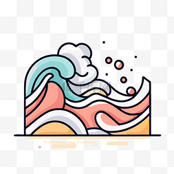 海滩主图背景图片_线性风格的波浪图 向量