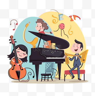 音乐会剪贴画音乐音乐音乐钢琴和乐队矢量插画卡通