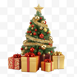 圣诞快乐和新年快乐的树和礼品盒