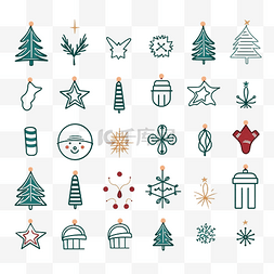 线条雪人图片_线条风格的圣诞装饰元素设计集合