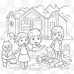 熊娃娃矢量图片_幼儿园着色书儿童卡通矢量插画