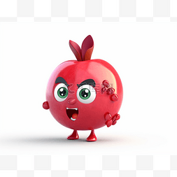 红色水果角色的 3d 动画师动画文