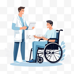 医生看图片_坐轮椅的病人去看医生