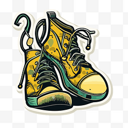 一双黄色和绿色的鞋子剪贴画的插