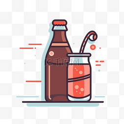 可乐瓶图片_冰棒和瓶线平面插图 向量