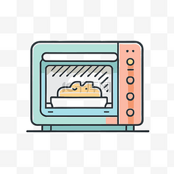 描绘面包图片_烤面包机的图标，显示烤箱中的面