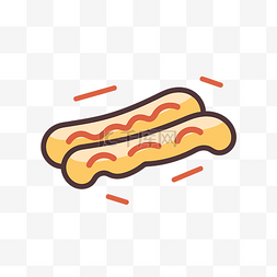 彩色的热狗图片图片_盘子上的热狗面包扁线图标集 ла