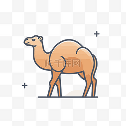 骆驼图标与线条背景矢量剪贴画的