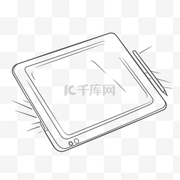 绘图的 ipad 平板电脑与绘图轮廓草