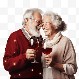 一起喝酒图片_快乐的老年人一起庆祝圣诞节，一