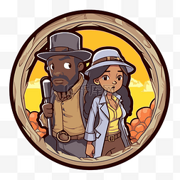 地下铁路图片_戴着黑帽子的年轻夫妇的游戏标志