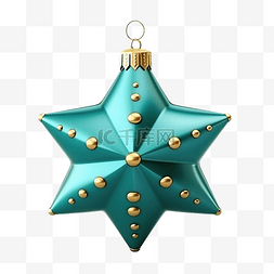 星星闪光图形图片_绿松石圣诞树玩具，配有金色星星